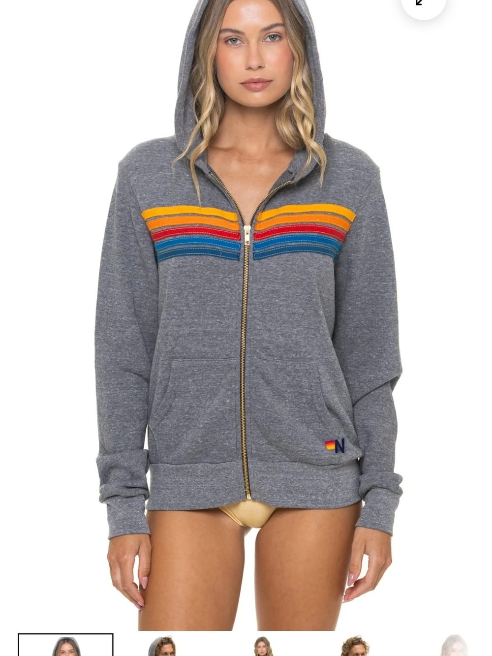 Aviator Nation Gray Zip-Up 5-Stripe Hoodie - Picture 10 of 13